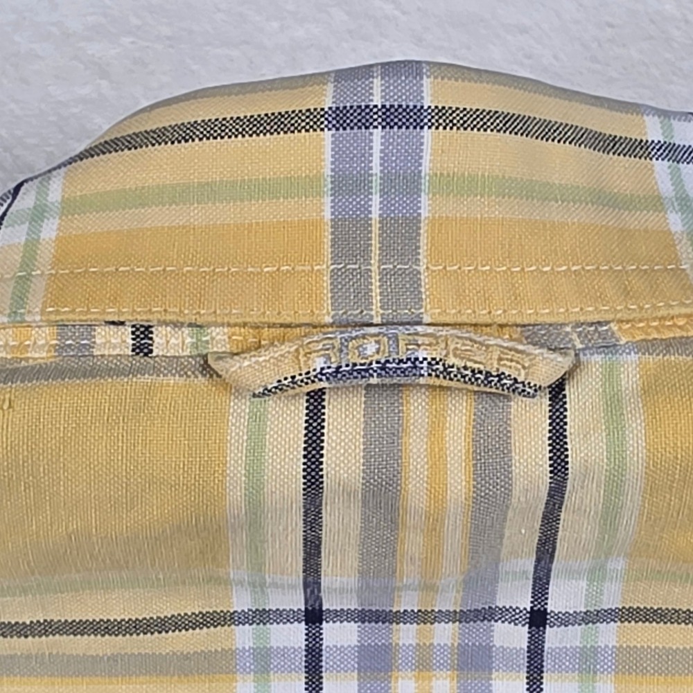 Roper Button Down Shirt Mens Large Yellow Plaid Short Sleeve Excellent Western - Picture 8 of 8